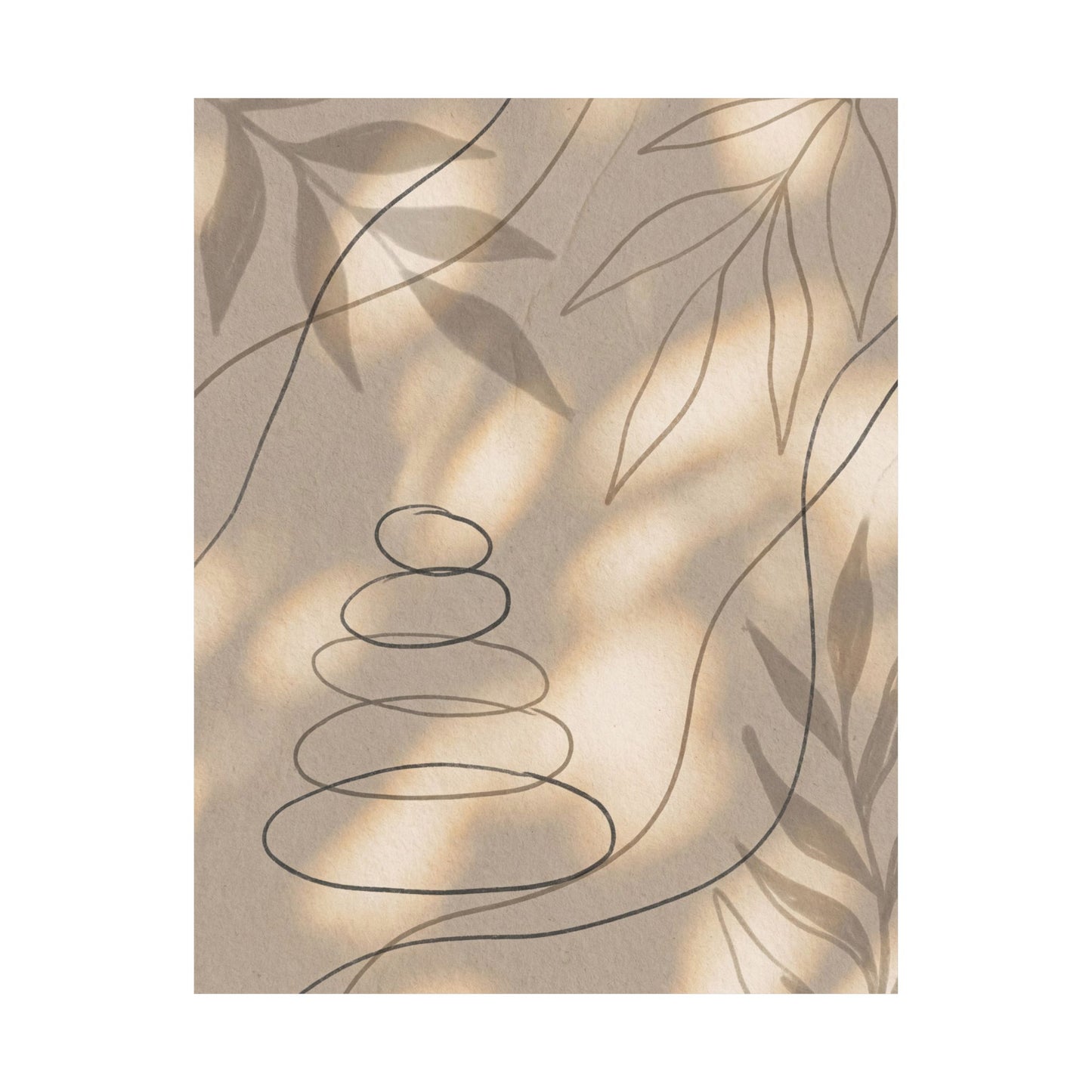 Kanso River Stones Wall Art Print - Japandi Minimal Line