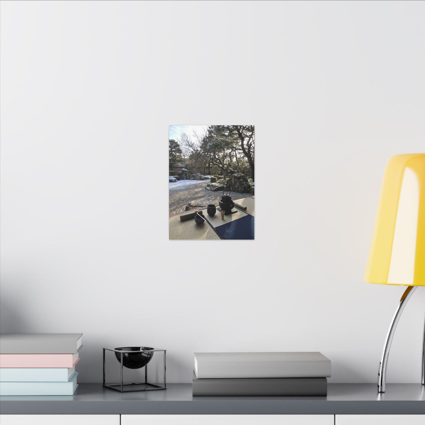 Winter Tea Ceremony Karesansui Canvas Art | Serene Decor