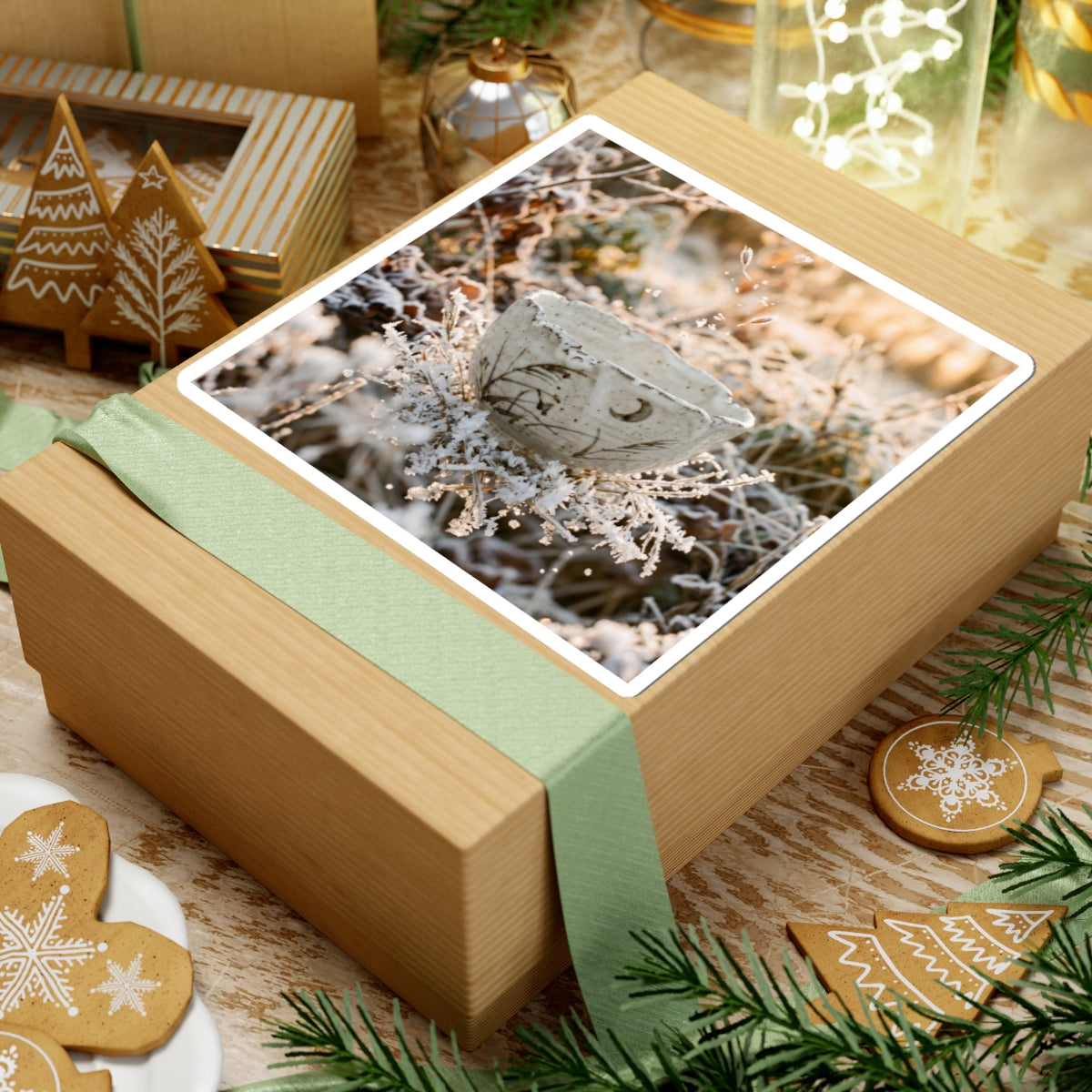 Winter Ceramic Bowl Japanese Pattern Sticker | Neutral Decor