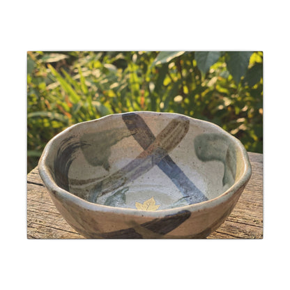 Earthy Ceramic Bowl Canvas Art - Japanese Pattern Japandi