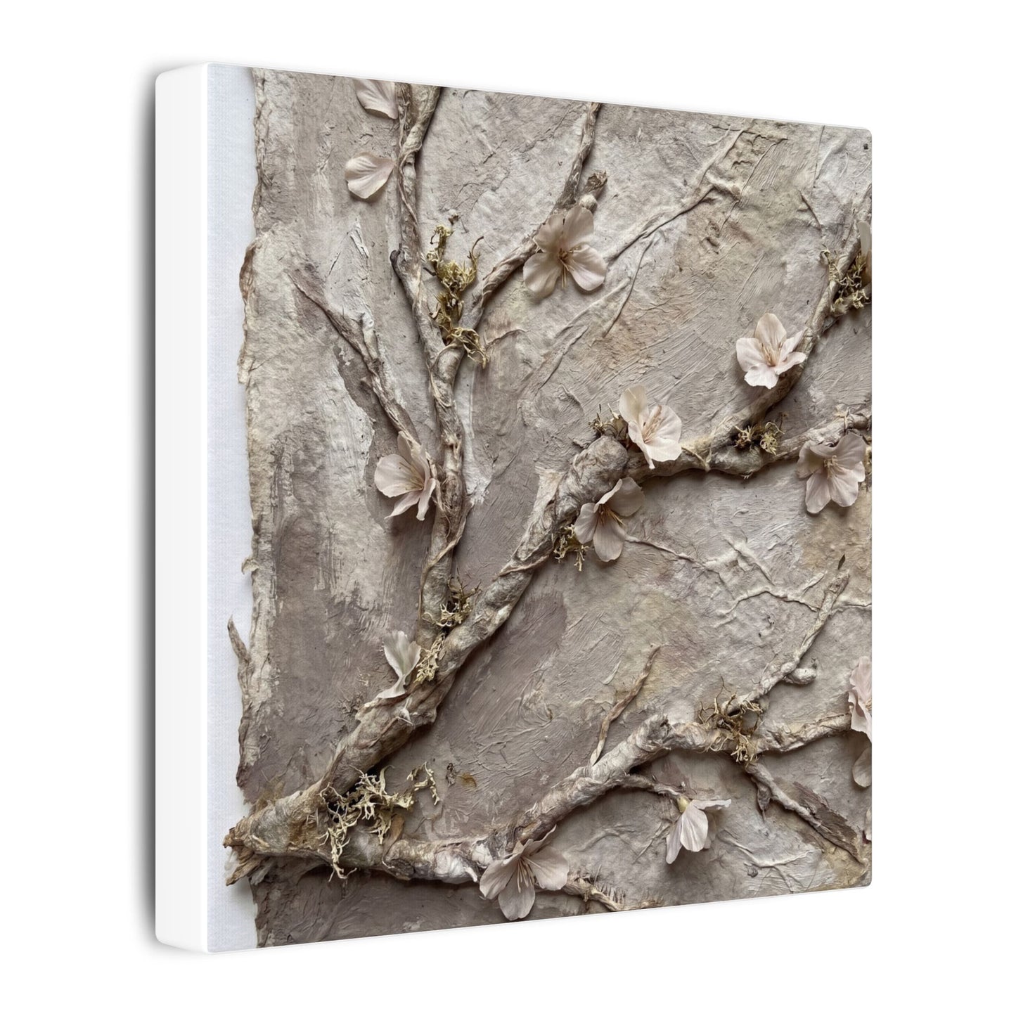 Summer Cherry Blossom Texture Canvas Art | Earthy Decor