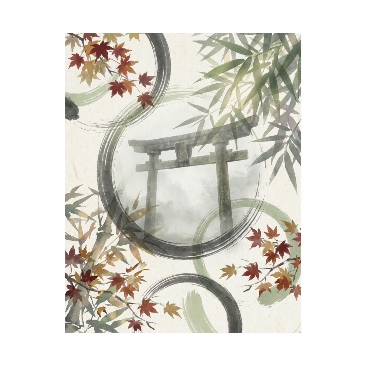 Peaceful Torii Gate Wall Art Print - Enso Zen