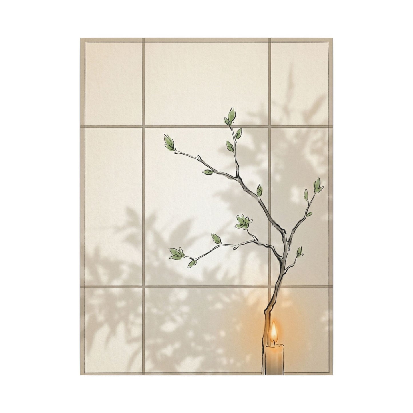 Shoji Screen Spring Canvas Art | Japandi Cozy Design