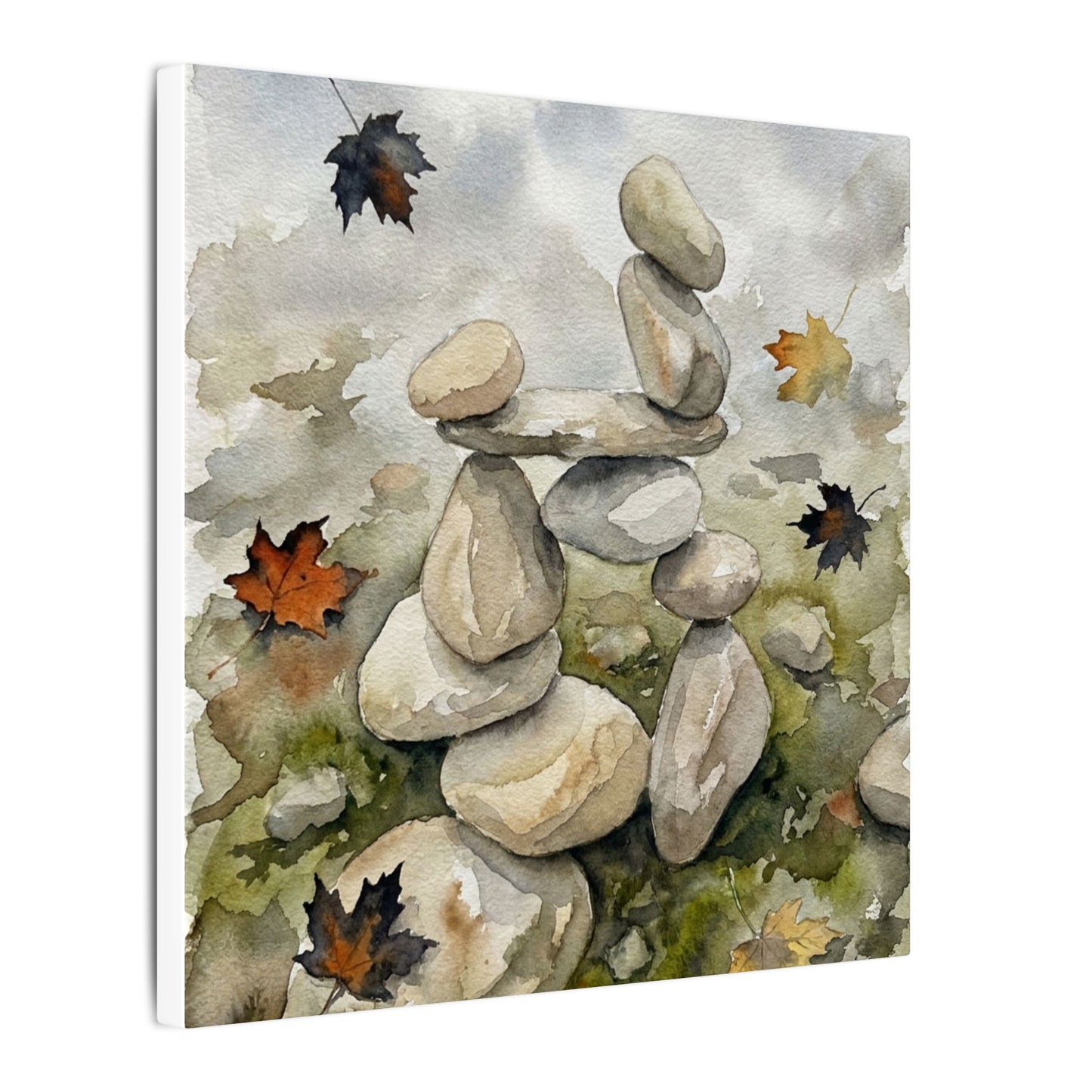 Overcast River Stones Canvas Art - Japandi Fukinsei