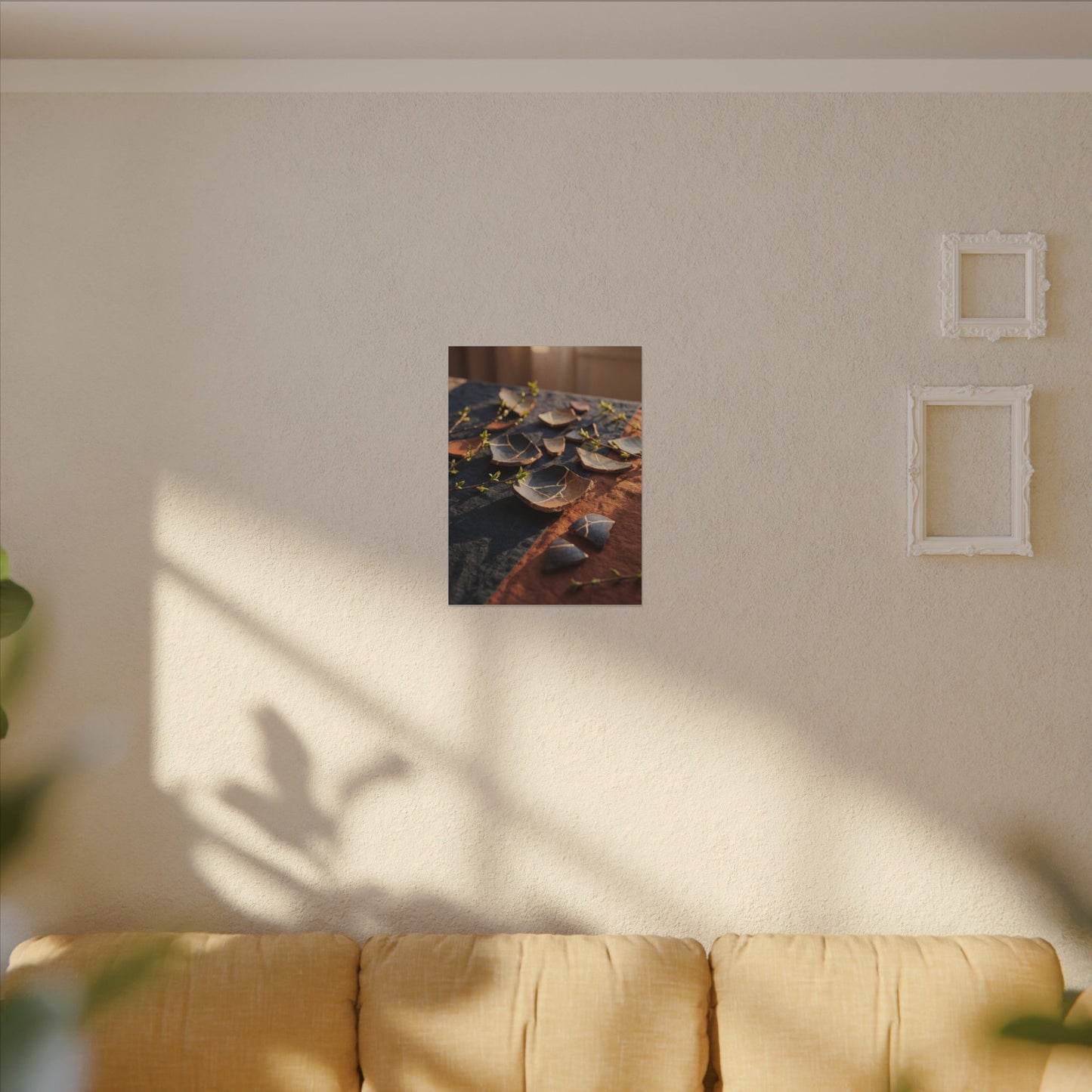 Spring Broken Pottery Gold Vein Canvas Art | Philosophical Decor