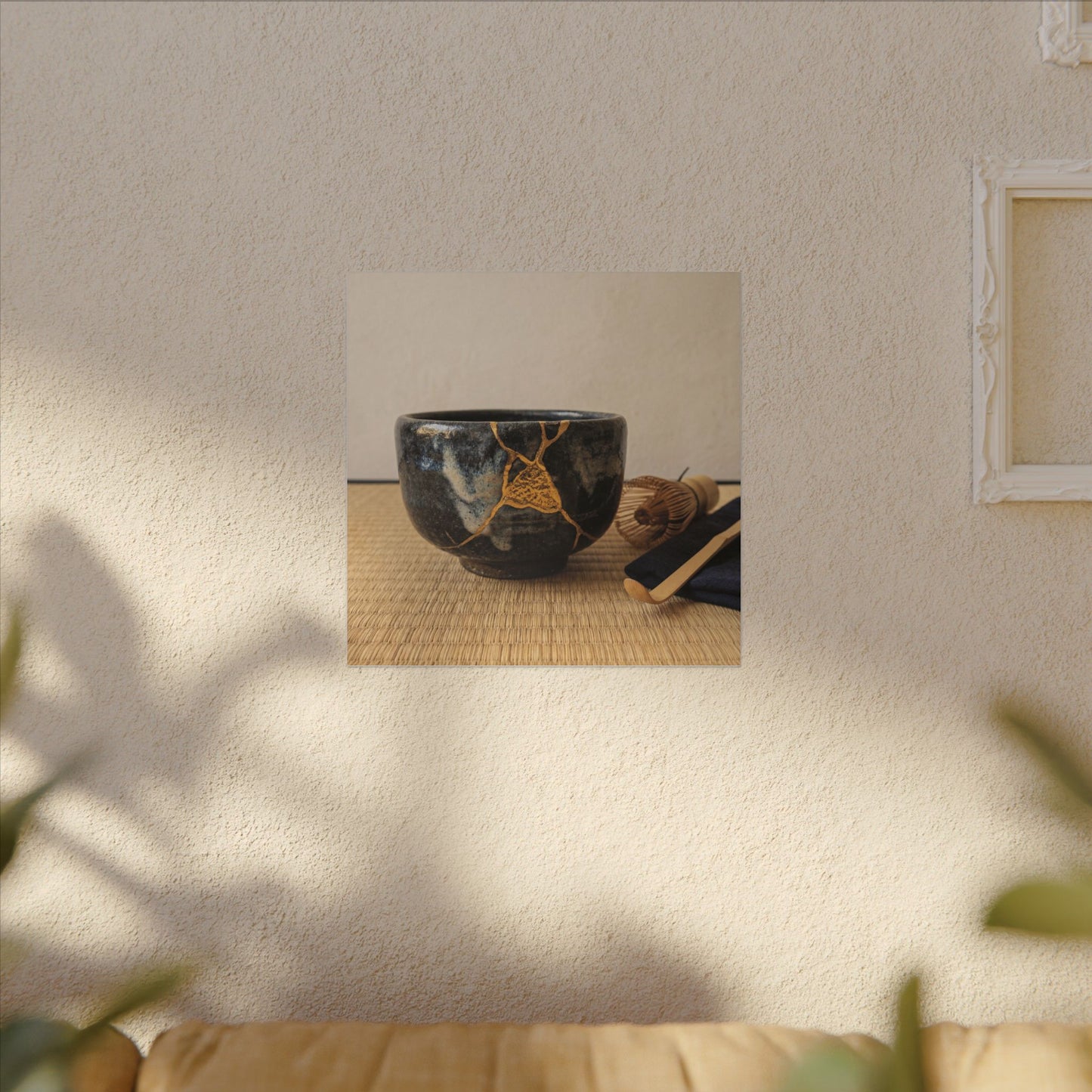 Kanso Tea Ceremony Canvas Art - Kintsugi Gold Vein