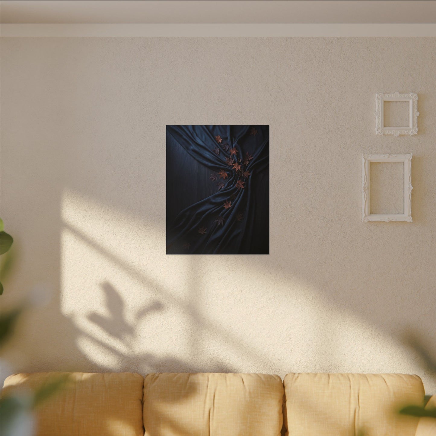 Silk Drape Autumn Canvas Art | Dark Japandi Sophisticated Design