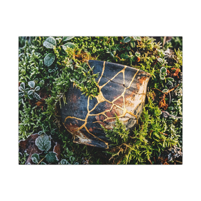 Artful Moss Close Up Canvas Art - Gold Repair Kintsugi