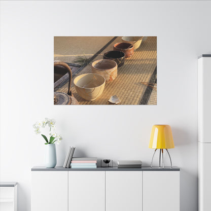 Kintsugi Tea Ceremony in Golden Hour | Gold Repair Canvas Art