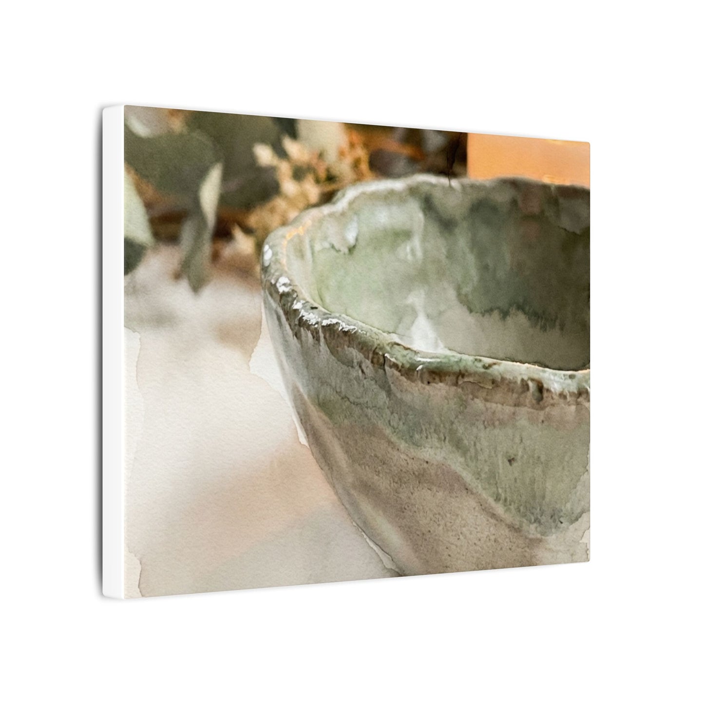 Ceramic Bowl Canvas Art | Summer Japandi Watercolor Art