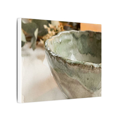 Ceramic Bowl Canvas Art | Summer Japandi Watercolor Art