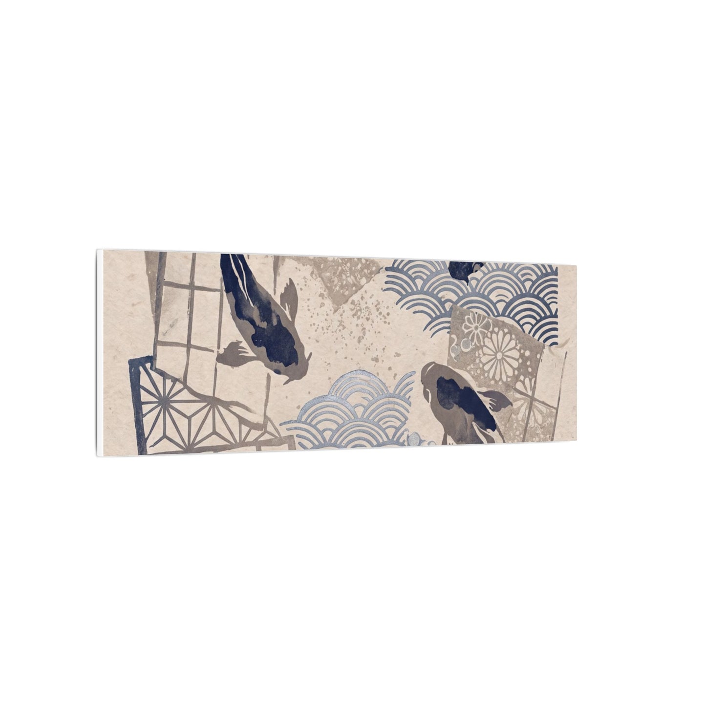 Earthy Koi Pond Canvas Art - Japanese Pattern Japandi