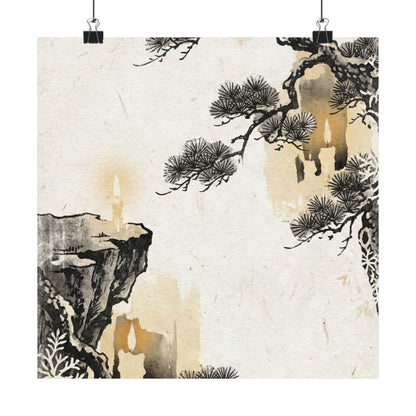 Ma Pine Tree Wall Art Print - Japandi Japanese Pattern