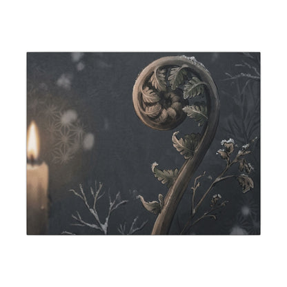 Candlelight Fern Unfurling Canvas Art - Japandi Ma