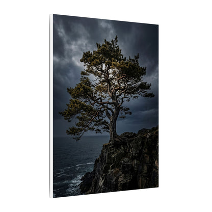 Dappled Pine Tree Canvas Art - Dark Japandi Fukinsei