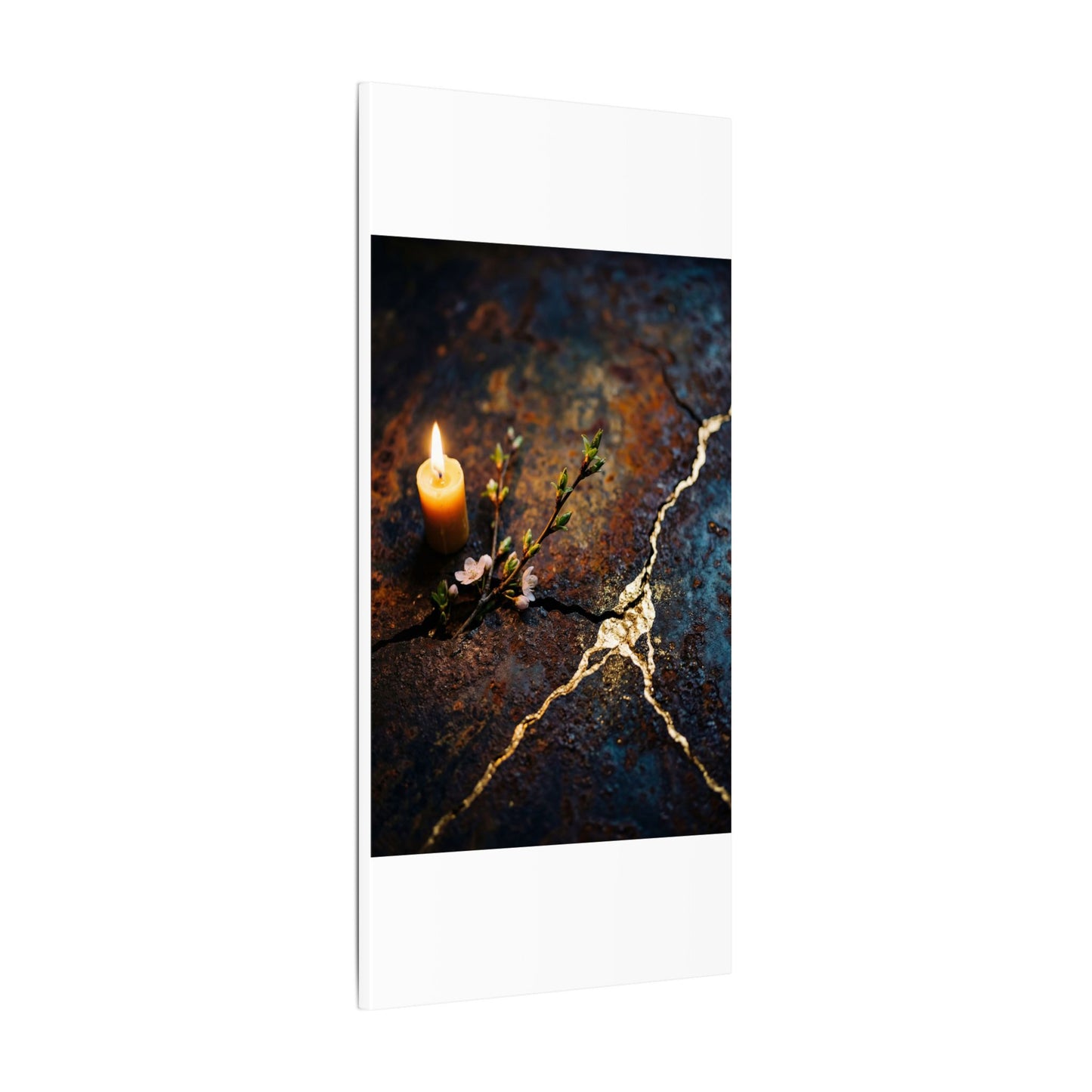 Kintsugi Rust Patina in Candlelight | Gold Repair Canvas Art