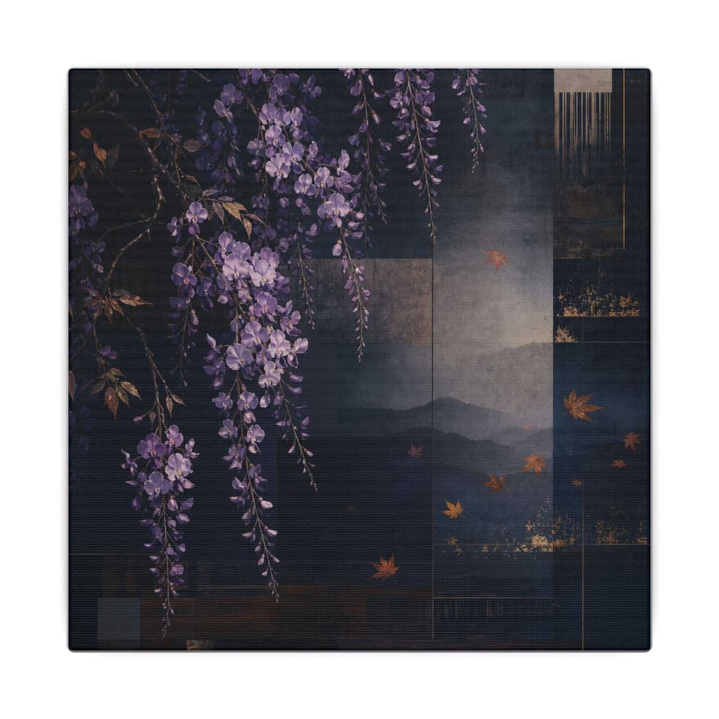Dawn Wisteria Canvas Art - Dark Japandi Fukinsei