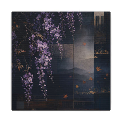Dawn Wisteria Canvas Art - Dark Japandi Fukinsei