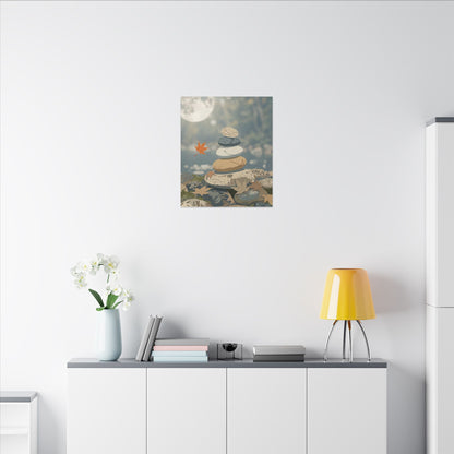 Warm River Stones Canvas Art - Japanese Pattern Japandi