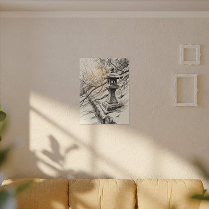 Golden Hour Stone Lantern Canvas Art - Japandi Kanso
