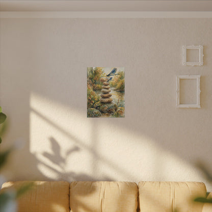 River Stones Summer Canvas Art | Japandi Cozy Design