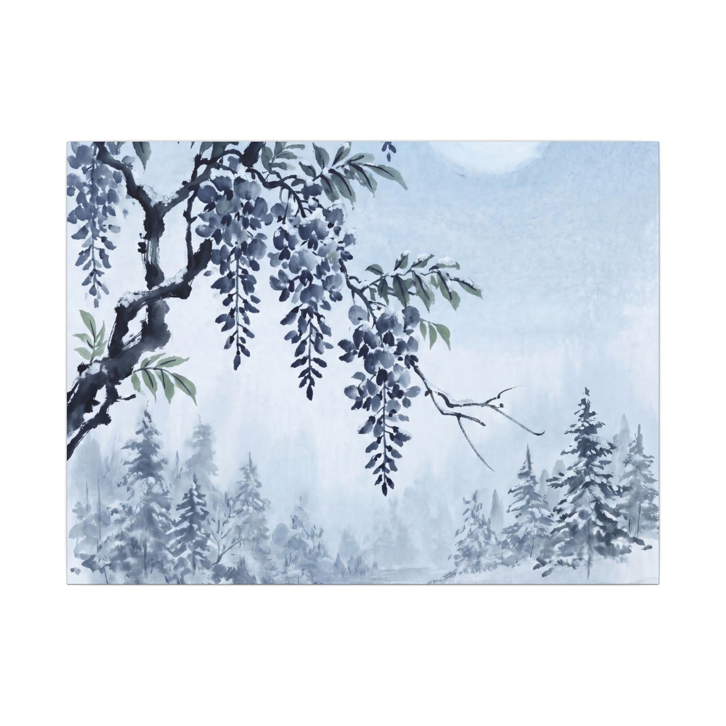 Seijaku Wisteria Canvas Art - Zen Sumi E Art Print