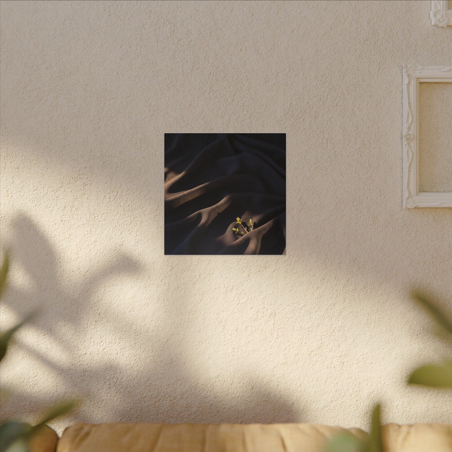 Silk Drape Shadow Zen Canvas Art | Luxurious Dark Japandi Art