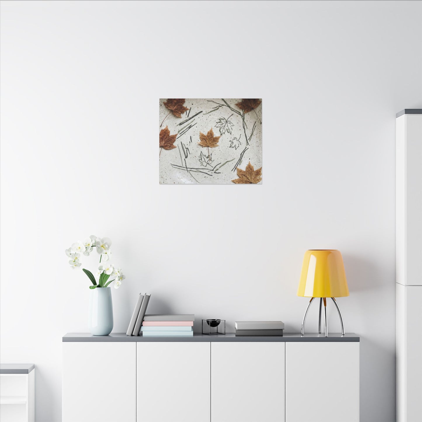 Ceramic Bowl Autumn Canvas Art | Japandi Elegant Design