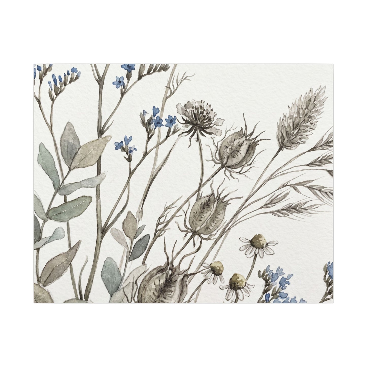 Dried Flowers Canvas Art | Summer Japandi Watercolor Art