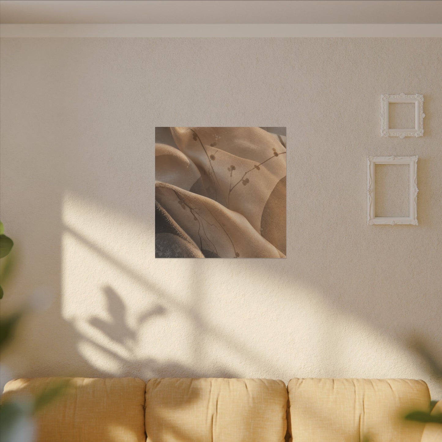 Japandi Silk Drape in Golden Hour | Japanese Pattern Canvas Art