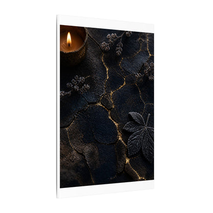 Candlelight Cracked Earth Canvas Art - Dark Japandi Ma