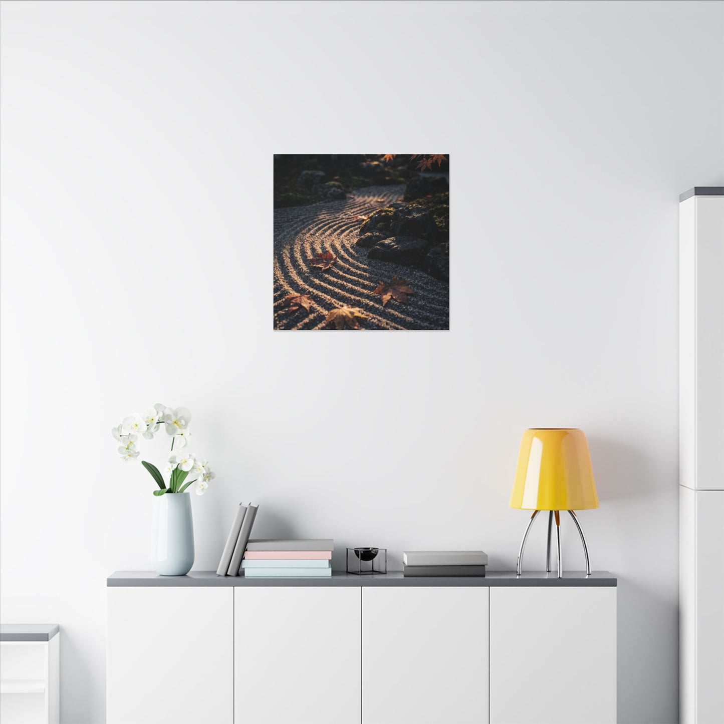 Rock Garden Moody Minimal Canvas Art | Bold Dark Japandi Art