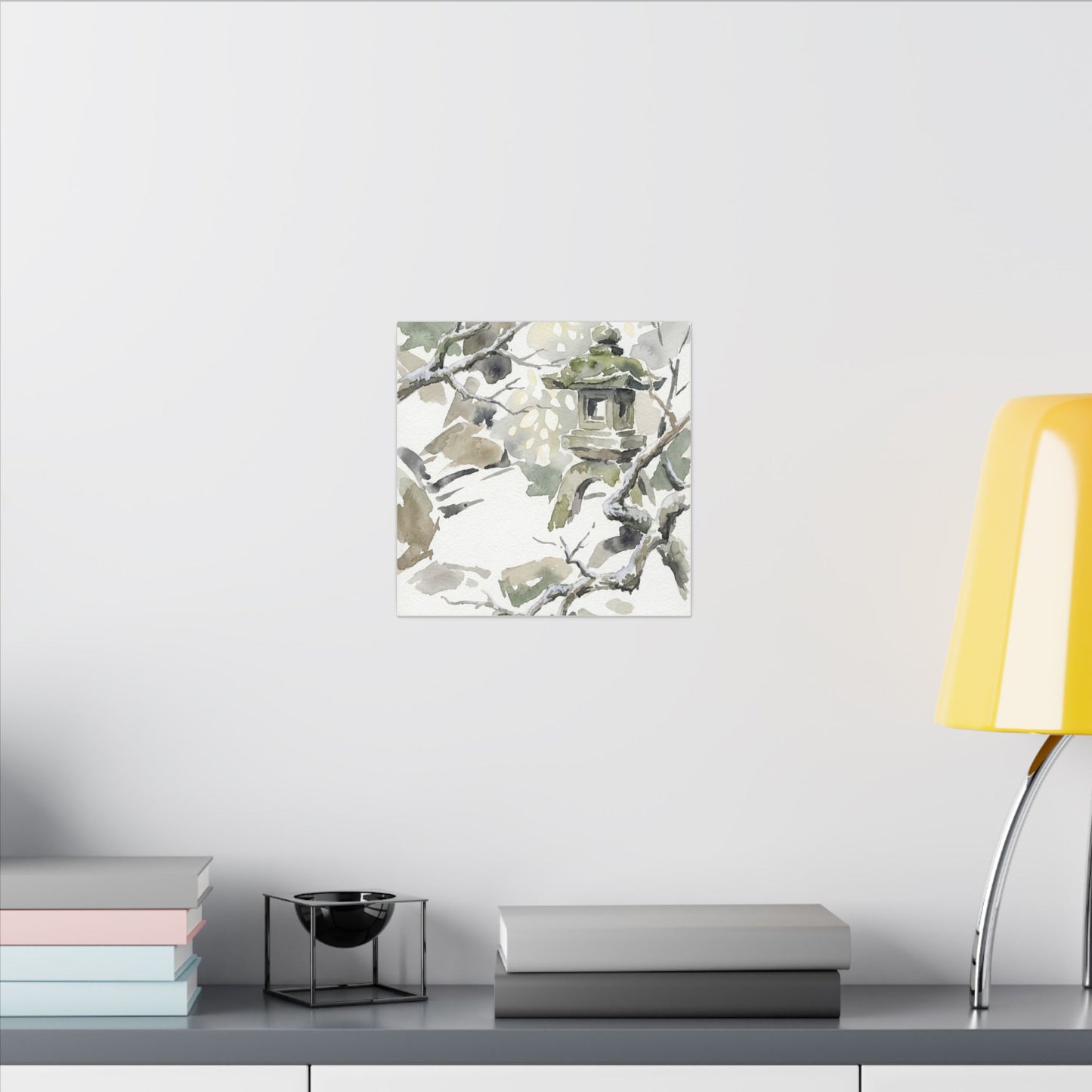 Elegant Stone Lantern Canvas Art - Watercolor Japandi