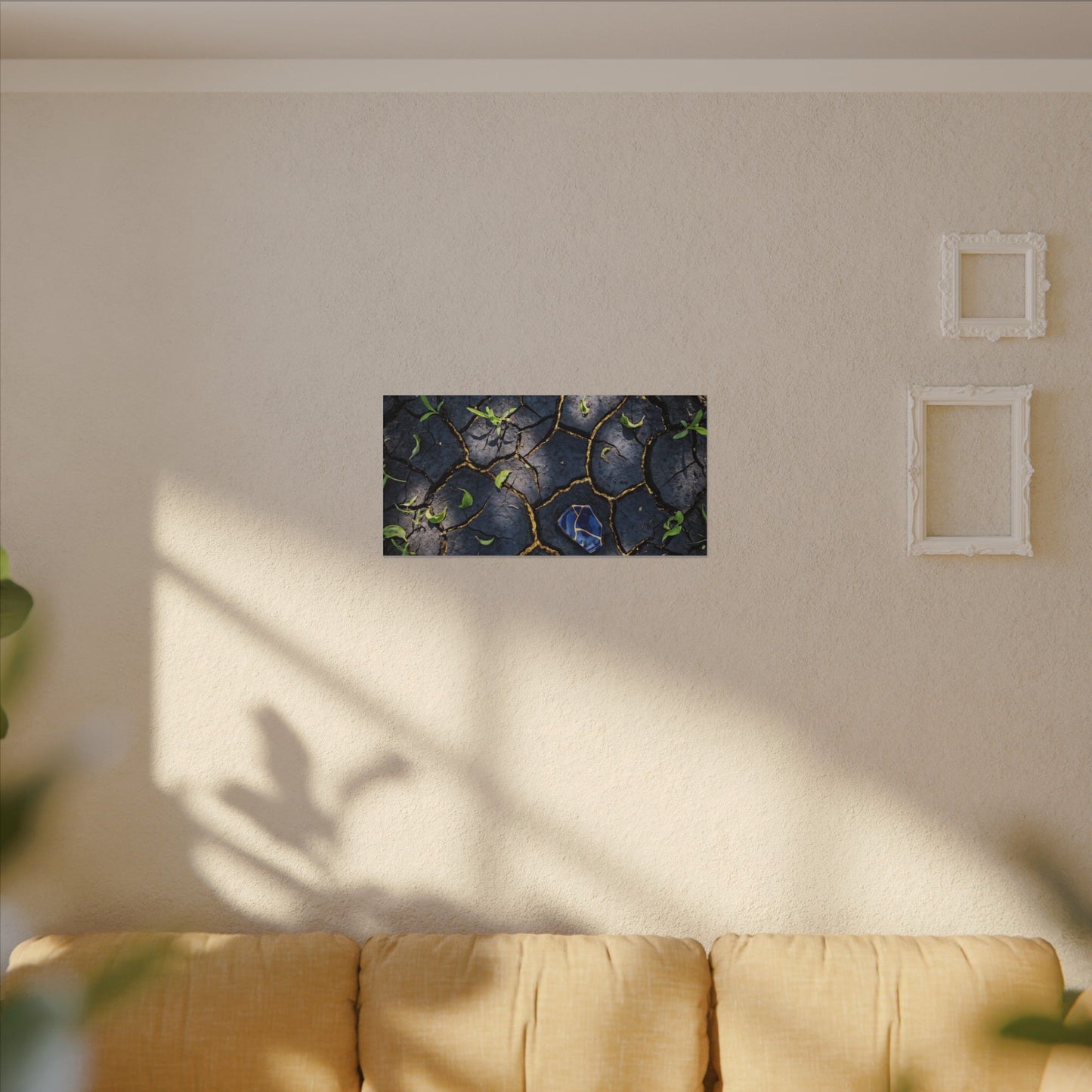 Cracked Earth Canvas Art | Spring Dark Japandi Moody Minimal Art