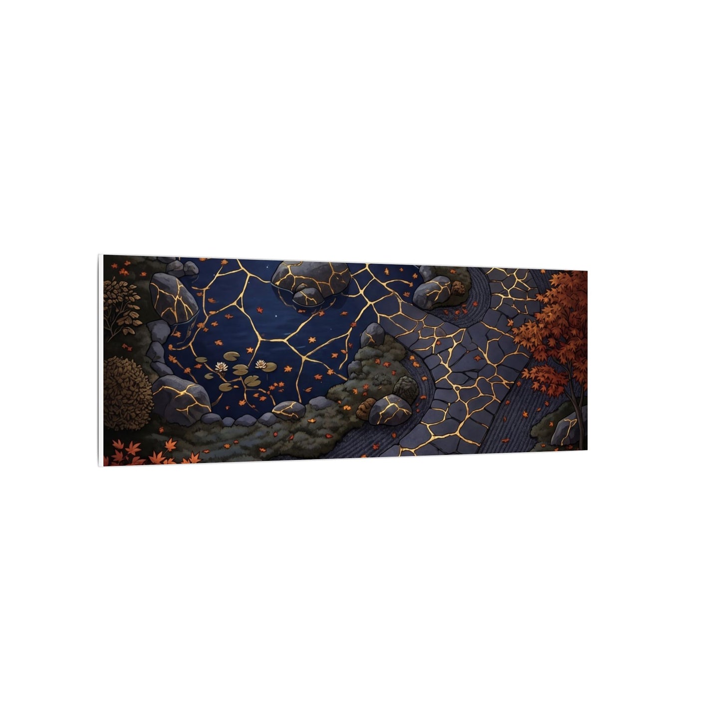 Moonlit Garden Gold Vein Canvas Art | Resilient Kintsugi Art