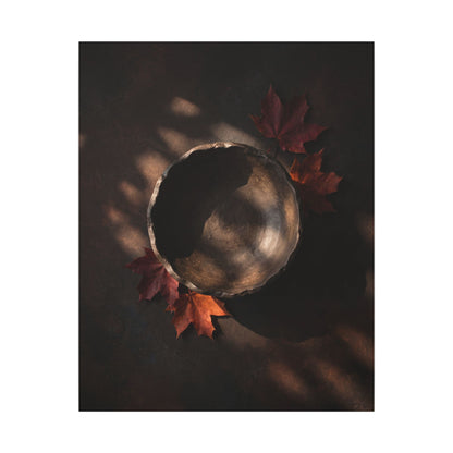 Ceramic Bowl Canvas Art | Autumn Dark Japandi Dark Texture Art