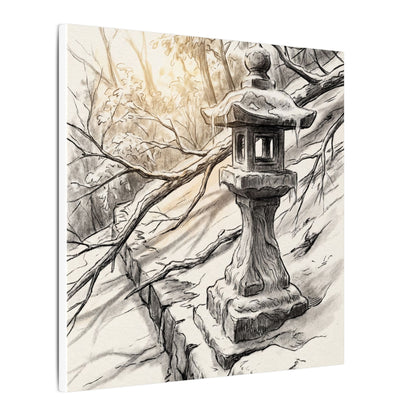 Golden Hour Stone Lantern Canvas Art - Japandi Kanso