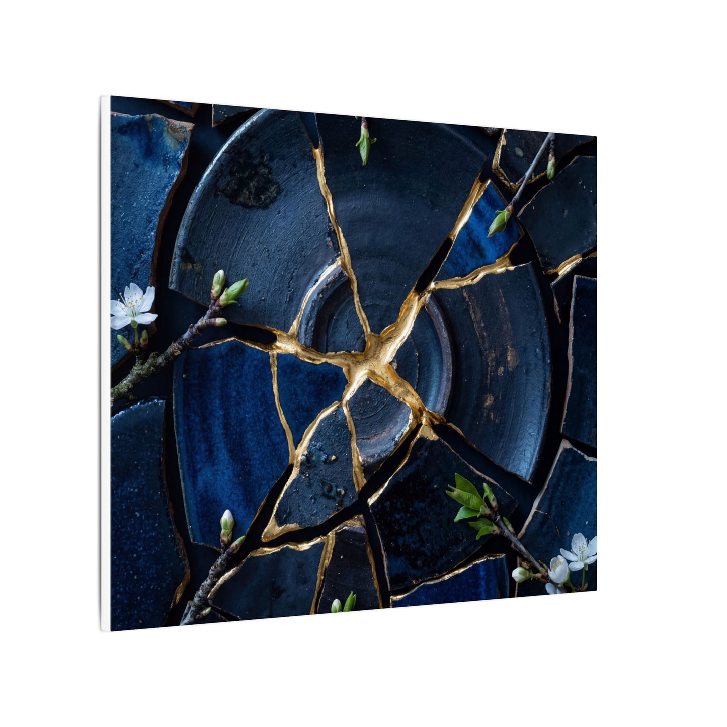 Moonlight Broken Pottery Canvas Art - Kintsugi Fukinsei