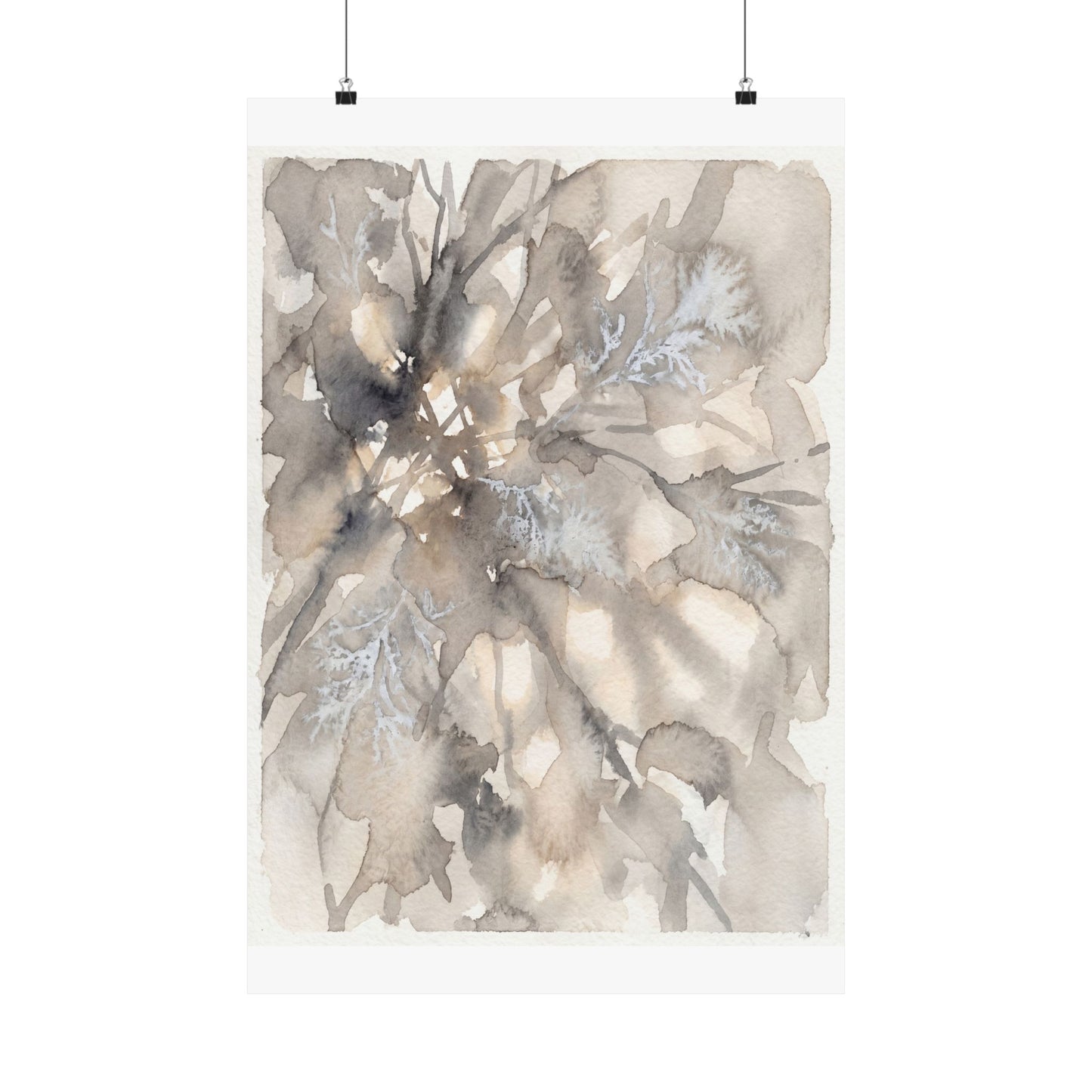 Shadow Play Wall Art Print | Winter Japandi Watercolor Art