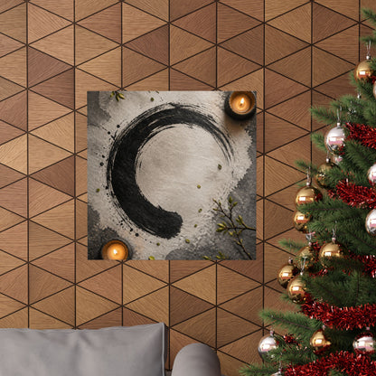 Peaceful Ink Brushstroke Wall Art Print - Enso Zen