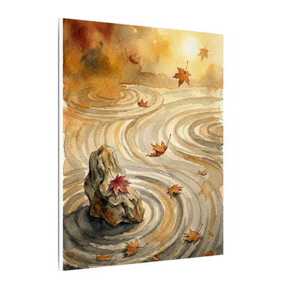 Autumn Rock Garden Watercolor Canvas Art | Neutral Decor