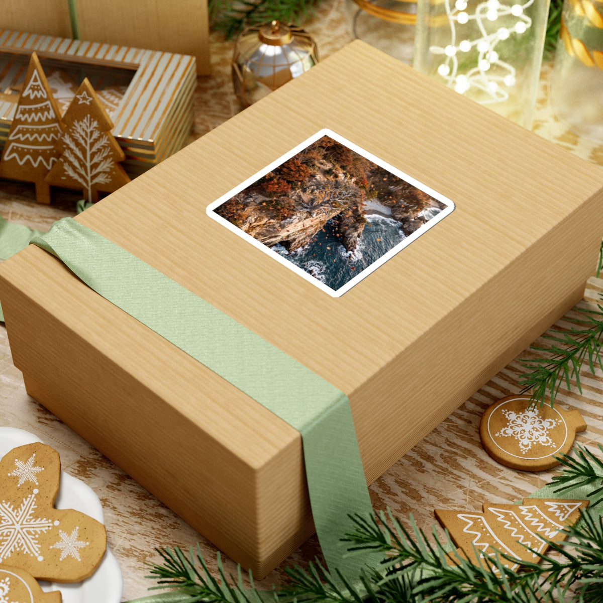 Golden Hour Pine Tree Sticker - Japandi Kanso