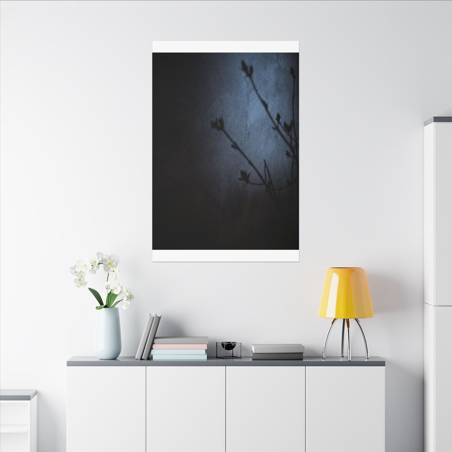 Shadow Play Canvas Art | Spring Dark Japandi Moody Minimal Art