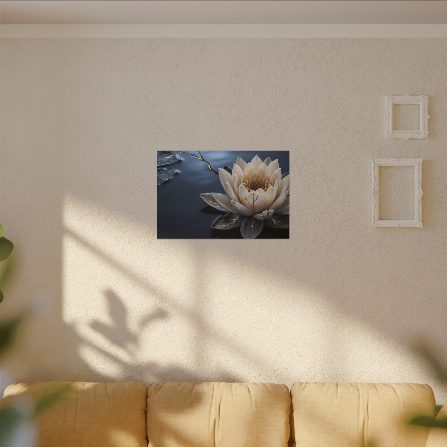 Beautiful Lotus Flower Canvas Art - Gold Vein Kintsugi