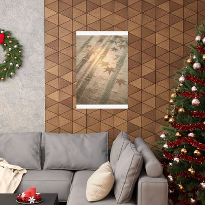 Japandi Bamboo Grove in Golden Hour | Japanese Pattern Wall Art Print