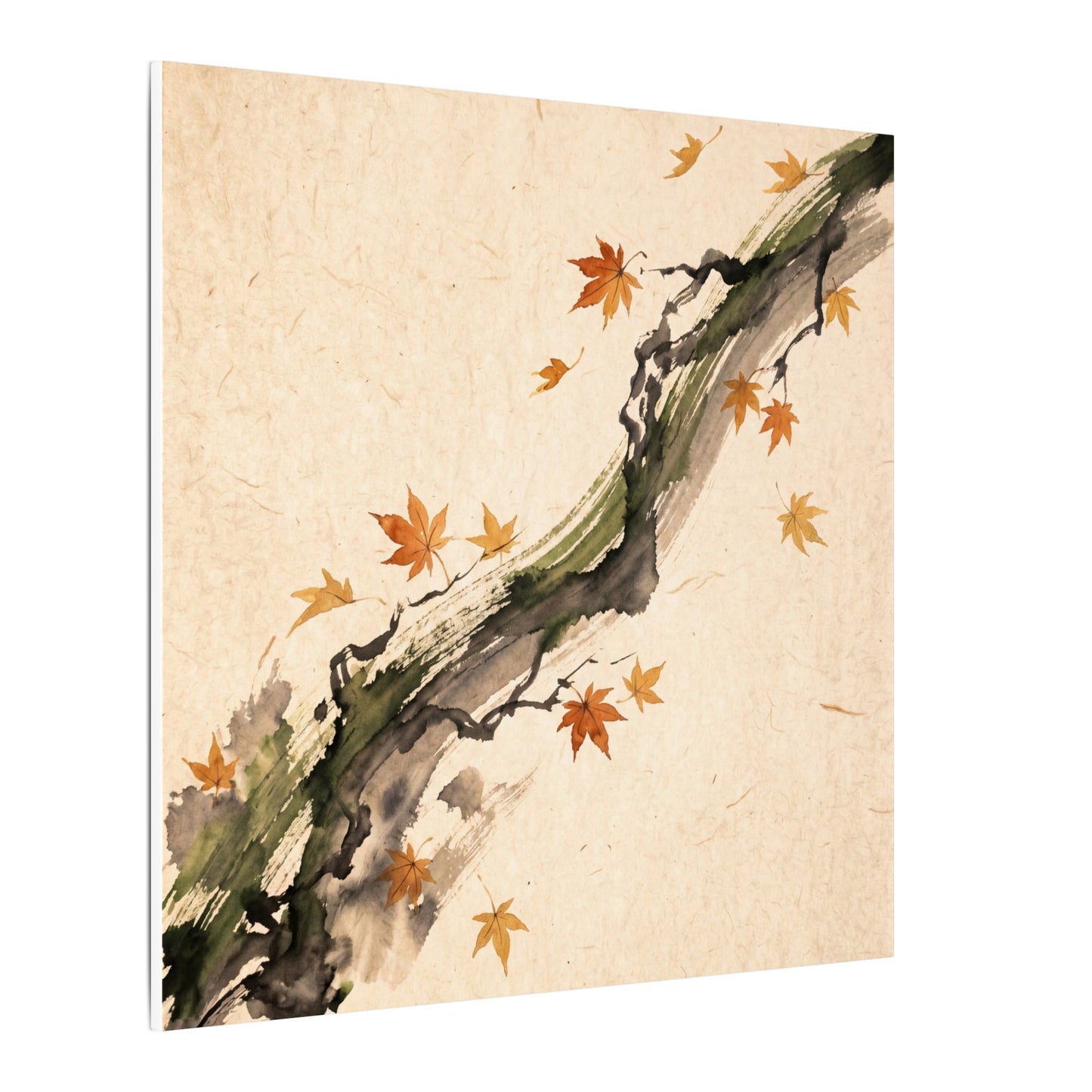 Ink Brushstroke Autumn Canvas Art | Zen Calm Design