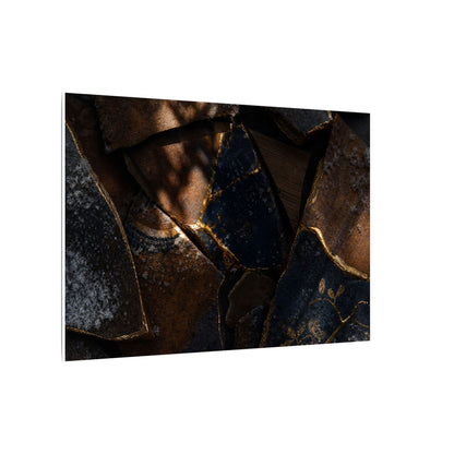 Fukinsei Broken Pottery Canvas Art - Dark Japandi Dark Texture