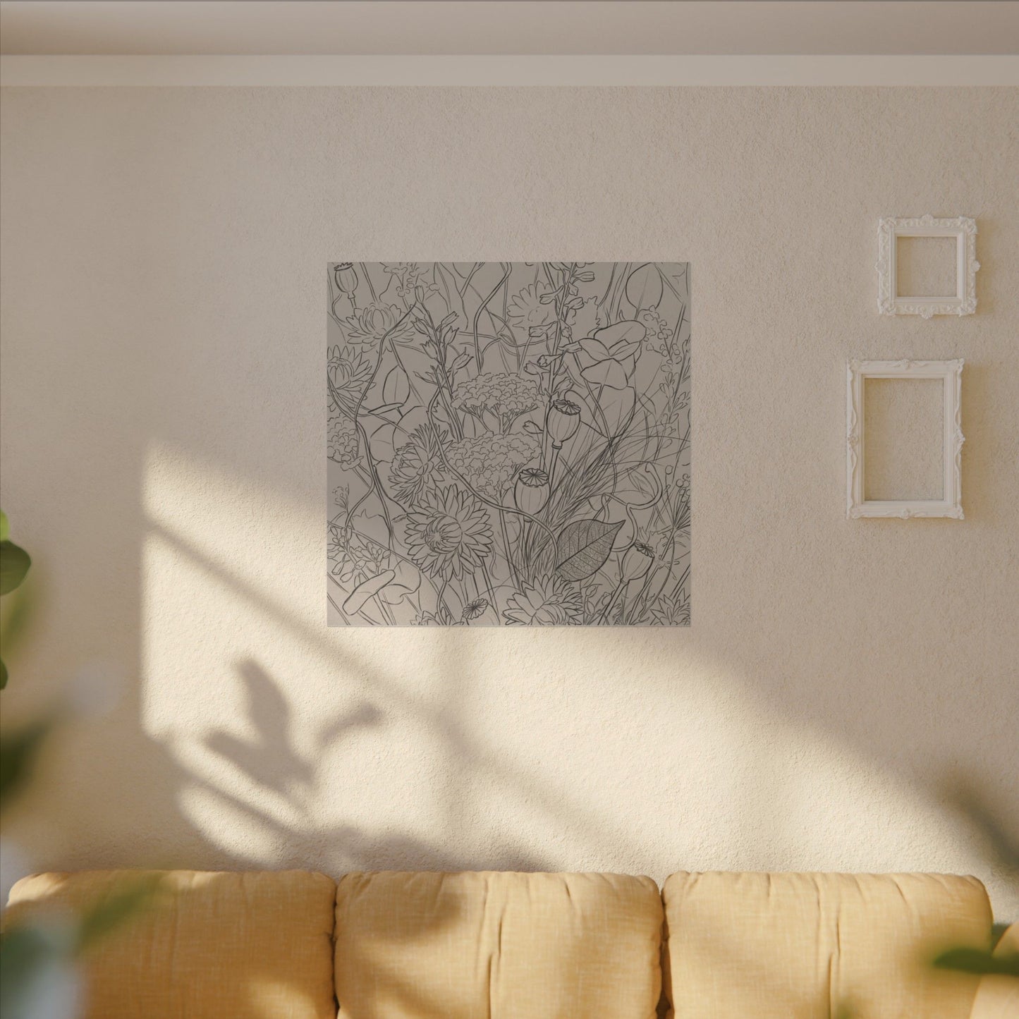 Summer Dried Flowers Minimal Line Canvas Art | Elegant Decor