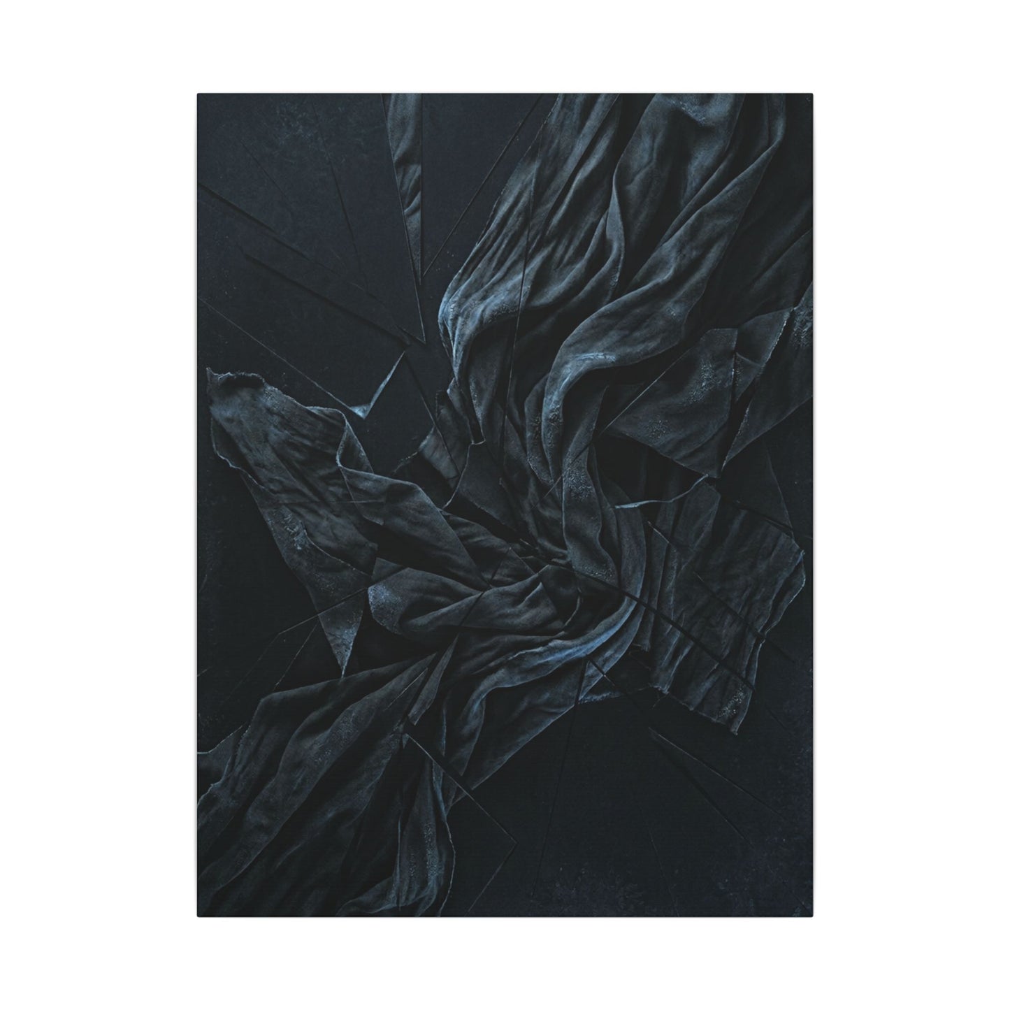 Dark Japandi Silk Drape in Moonlight | Moody Minimal Canvas Art