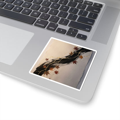 Ink Brushstroke Sticker | Autumn Kintsugi Gold Vein Art